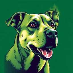 vector image of a dog in green color, high details