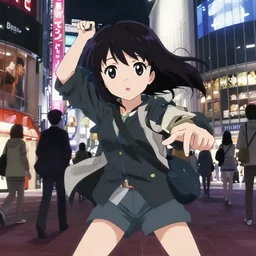 anime visual, portrait of a young female traveler in shibuya shopping, cute face by ilya kuvshinov, yoh yoshinari, dynamic pose, dynamic perspective, cel shaded, flat shading mucha, rounded eyes, moody, psycho pass, kyoani