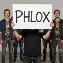 demon holding a sign with the word writing P H L O X written on it in black marker by artgerm and Craig Mullins, James Jean, Andrey Ryabovichev, Mark Simonetti and Peter Morbacher 16k