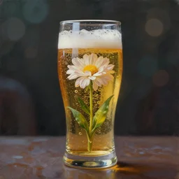 a flower growing underwater, inside a glass of sparkling beer, bokeh, studio lighting, concept art, digital painting, oil painting, hyperrealistic, beautiful, highly detailed, artstation, cgsociety, by artgerm
