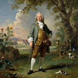 A portrait of a character in a scenic place by Bernardo Bellotto