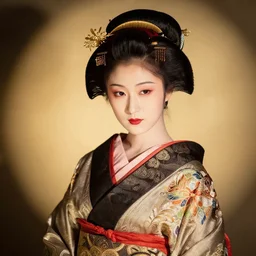 female geisha girl, beautiful face, rule of thirds, intricate outfit, spotlight