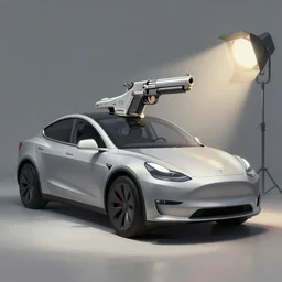 gun inspired by Tesla, studio lighting, digital painting