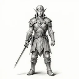 elf ranger, character, dungeons and dragons, pencil art, high quality, trending on pinterest