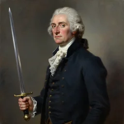 side portrait of united states president james madison, holding a sword, d & d, fantasy, highly detailed, portrait, oil, matte, digital painting, trending on artstation, dramatic illumination, ultra realistic, sharp focus, 4 k, art by ruan jia and artgerm and wlop and rutkowski