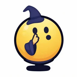 wizard pondering his orb, discord emoji, 2 d, flat, isometric, transparent background, svg