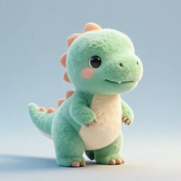 high quality 3 d render hyperrealist very cute fluffy dinosaur, vray, smooth in the background, artstation