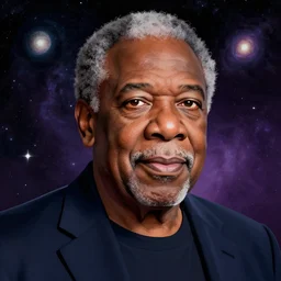 portrait of Neil Degrasse Tyson in Cosmos, digital art in the style of Mad Dog Jones