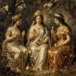 vintage beautiful painting of goddess' gifts