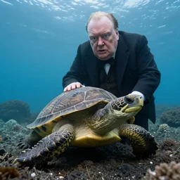 An astonished Winston Churchill discovers the first turtle ever in Galapagos, national geographic, BBC, XF IQ4, f/8, ISO 200, 1/160s, 8K, RAW, face enhanced
