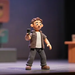 a man performing on stage claymation depth of field 1 0 0 mm
