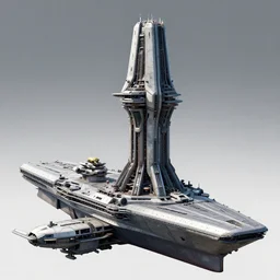 cinematic scifi render of a 3 d sculpt of a john harris aircraft carrier megalithic tower structure, halo, star wars, ilm, star citizen halo, mass effect, high tech industrial, artstation unreal