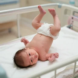 newborn doing cartwheels in the hospital
