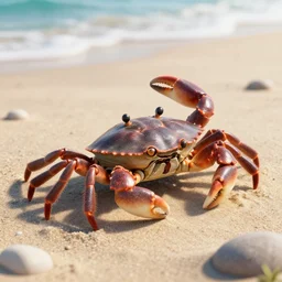 A crab on a beach, Digital Art, Artstation, 3D, Raytracing, UHD, Ultra High Definition, 4K, Render, Cycles