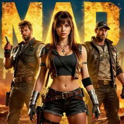 mad max, beautiful young girl masterpiece by Edgar Maxence and Ross Tran and Michael Whelan, 8k, octane render
