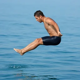sebastian pinera jumping to the water
