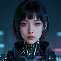 a close - up portrait of a cyberpunk cyborg girl, by kim jung gi and greg rutkowski, rule of thirds