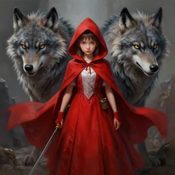 digital _ painting _ of _ little red riding hood wolf slayer _ by _ filipe _ pagliuso _ and _ justin _ gerard _ symmetric _ fantasy _ highly _ detailed _ realistic _ intricate _ port