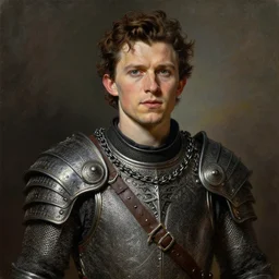 detailed portrait of Tom Holland as a powerful dungeons and dragons warrior wearing iron chainmail, intricate, hyper detailed, realistic, oil painting, by jeff easley, boris vallejo, cinematic lighting