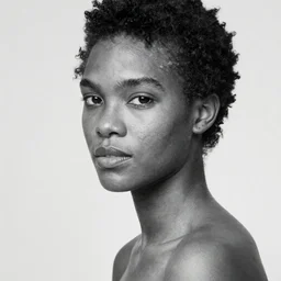 black and white photo of a beautiful 1 9 8 7 young black model