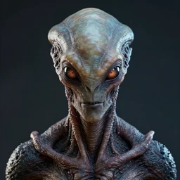 portrait of a space alien, sharp focus, octane render, scaly skin, glowing eyes, realistic render, ffxi, rpg, detailed, ugly, slimy unreal engine, symmetrical!!, art by artgerm, rossdraws, art by karol bak, makeup, cinematic, concept art, filmic, vsco