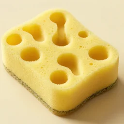 nostalgic hyper liminal photo, yellow sponge with many pathways inside each hole, tunnels lead to different memories, surreal, ominous creature hiding detailed, high definition, mysterious, low quality photo, surrealist depiction of a normal sponge, trending, m. c. esher