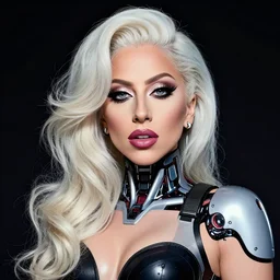 a portrait of Lady Gaga as an android, by MARVEL comics and Sandra Chevrier