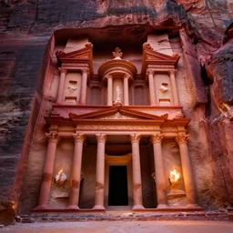 epic low angle professional digital painting of the lost palace of petra with white flames illuminating the ruins of forgotten souls, by WLOP, atmospheric, low angle, mysterious, cinematic, colorful, stunning, gorgeous, cgsociety, intricate, ultra detailed, featured on artstation