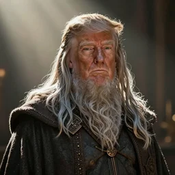a beautiful photo of gandalf with the face of donald trump, intricate detail, god rays, photography, volumetric light, cinematic, 8 k