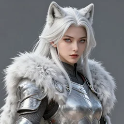warrior, fur - lined wolf armor!!! beautiful and elegant white hair female!! gorgeous ayes!! character concept art, sharp focus, octane render! unreal engine 5! highly rendered!! trending on artstation!! detailed linework!! illustration by artgerm, wlop, and chie yoshii