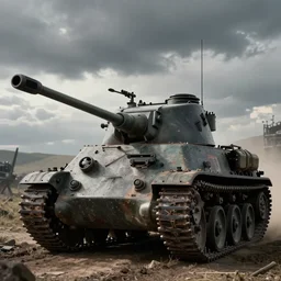 A WW2 Sherman tank during the battle of Hoth, film still from 'Star Wars: The Empire Strikes Back'