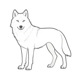 professional digital art of a full-body outline of a wolf, very simple, no color, white background, high quality, HD, 8K,
