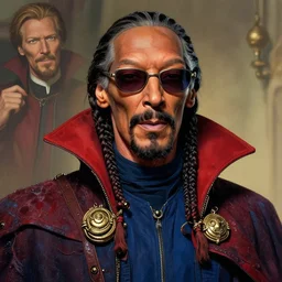 a highly detailed beautiful portrait of snoop dogg as dr strange, by gregory manchess, james gurney, james jean