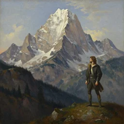 painting of a mountain by artgerm and by albert bierstadt