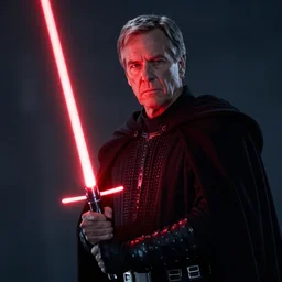 Jeb Bush as a sith lord, holding a red lightsaber