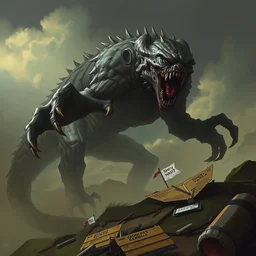digital art of a burt reynolds inspired monster. by greg rutkowski, trending on artstation, high quality artwork, emo style.