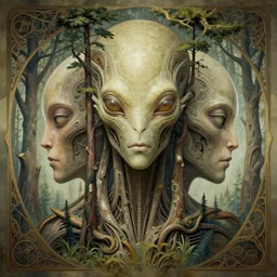 symmetry!! portrait of alien made of trees in the style of horizon zero dawn, machine face, intricate, elegant, highly detailed, digital painting, artstation, concept art, smooth, sharp focus, illustration, art by artgerm and greg rutkowski and alphonse mucha, 8 k