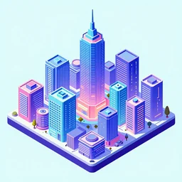 isometric view of cyberpunk city Digital art, concept art, detailed, lovely colors, Art station , 2D , 4K,