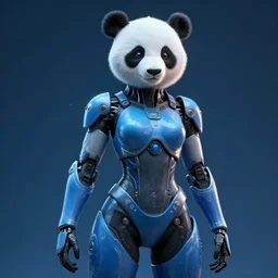 female panda android, cyberpunk, blue tone, naturel, hyper detailed, digital art, trending in artstation, cinematic lighting, studio quality, smooth render, unreal engine 5 rendered, octane rendered, art style by klimt and nixeu and ian sprigger and wlop and krenz cushart