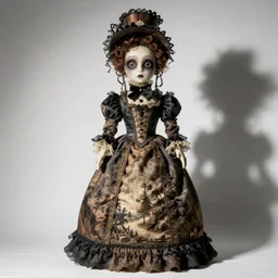 tall creepy victorian doll by virginie ropars, reference sheet, white background