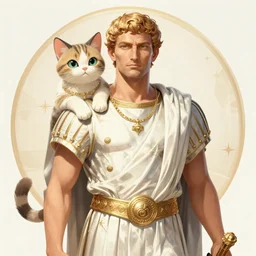 illustration of the roman emperor augustus neko man half cat, character design, art station, epic, elegant, masterpiece of cesar dacol jr.