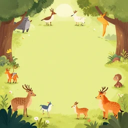 fauna border game asset vector art, smooth style, illustrated by peggy fortnum and beatrix potter and sir john tenniel
