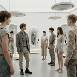 society in transhumanism style with hedonistic values