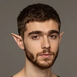 portrait of zayn malik as an elf with dark brown eyes, short straight brown hair and a well trimmed short beard by valentin de boulogne, only one head single portrait, pointy ears