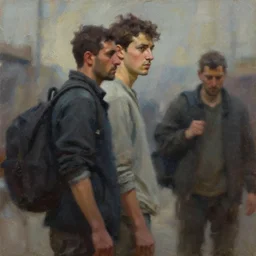 alone people, cinematic shot, aaa game concept art oil painting by jama jurabaev, extremely detailed, brush hard, artstation, high quality, brush stroke