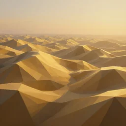 the low - polygon hills in the golden light of dawn, surrealism!!!!! hills are made of polygons, hyper - detailed 3 d render like an oil painting of surreal concept art, lifelike, photorealistic, digital painting, smooth, sharp focus, artstation hd, by greg rutkowski, tyler edlin, valentina remenar and asher duran,