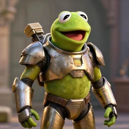 kermit the frog in fallout 4, wearing power armor, hq screen shot, octane render, cinematic lighting, sharp detail, 5 k
