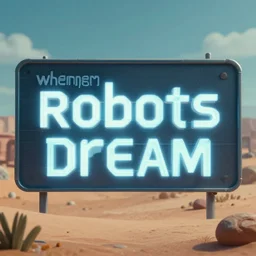 a title card for a 2020 sci-fi dystopian movie called when robots dream adobe after effects, computer CGI, cinematic