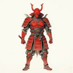 cthulhu samurai with red power amror, chinese ink painting