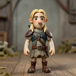 Geralt of Rivia in the style of stop motion animation, Nick Park of Aardman Animations, centred